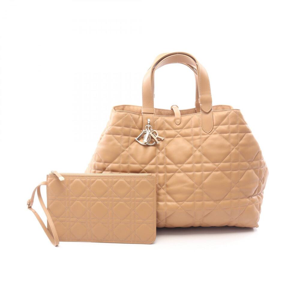 Christian Dior Toujours Cannage Tote Bag Leather Brown